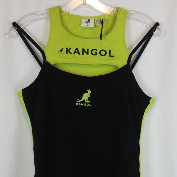 H&M Kangol Black Neon Green Stretchy Sleeveless Dress - Picture 3 of 11